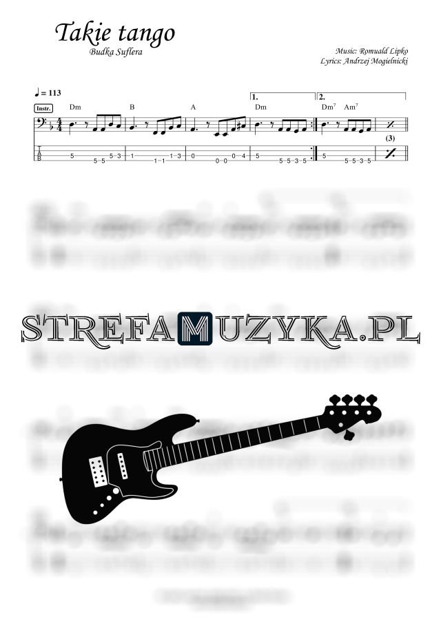 Takie tango - Budka Suflera (4 struny) Takie Tango - Budka Suflera - Gitara Basowa - Bass Tab - StrefaMuzyka.pl