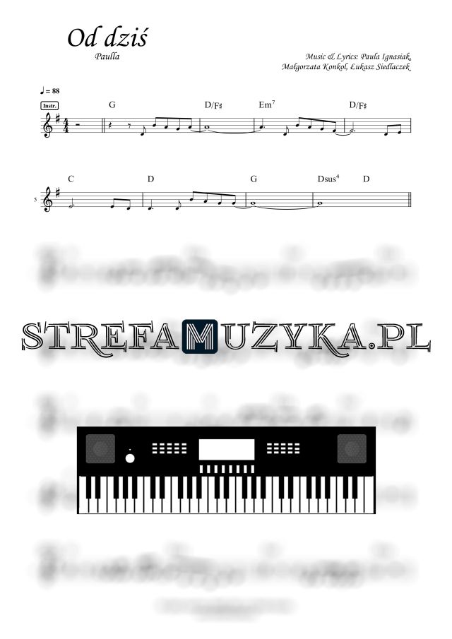 Od dziś - Paulla (Nuty na Keyboard) Od dziś - Paulla nuty pdf keyboard