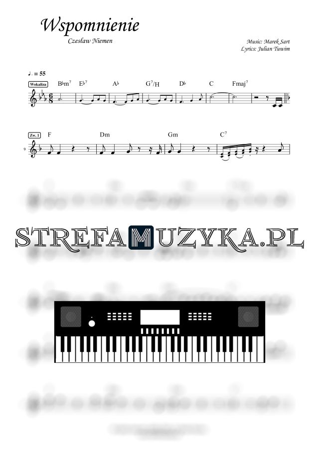 Wspomnienie - Czesław Niemen - Nuty na Keyboard Wspomnienie - Czesław Niemen nuty pdf na keyboard