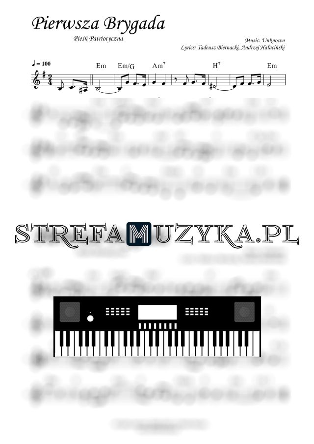 Pierwsza Brygada Pieśń Patriotyczna Nuty na Keyboard Pierwsza Brygada nuty pdf na keyboard