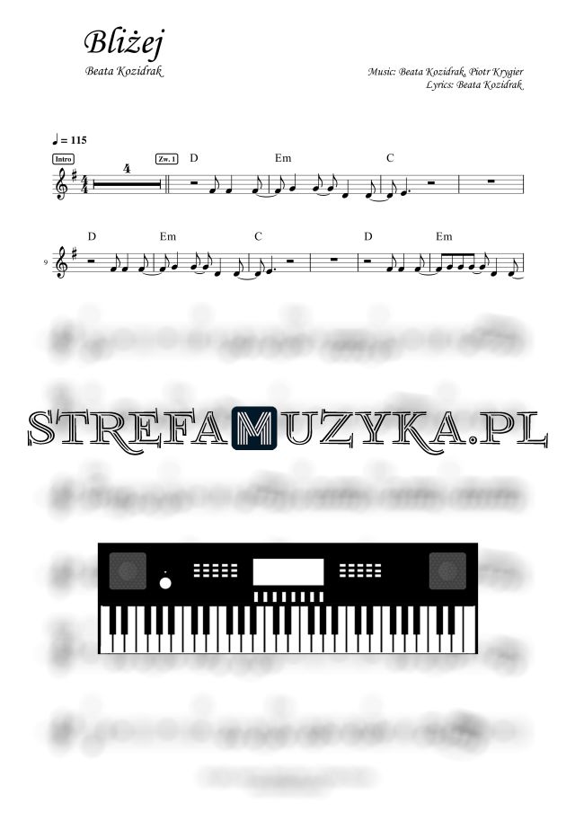Beata Kozidrak - Bliżej (Keyboard) Bliżej - Beata Kozidrak - Nuty na Keyboard - StrefaMuzyka.pl